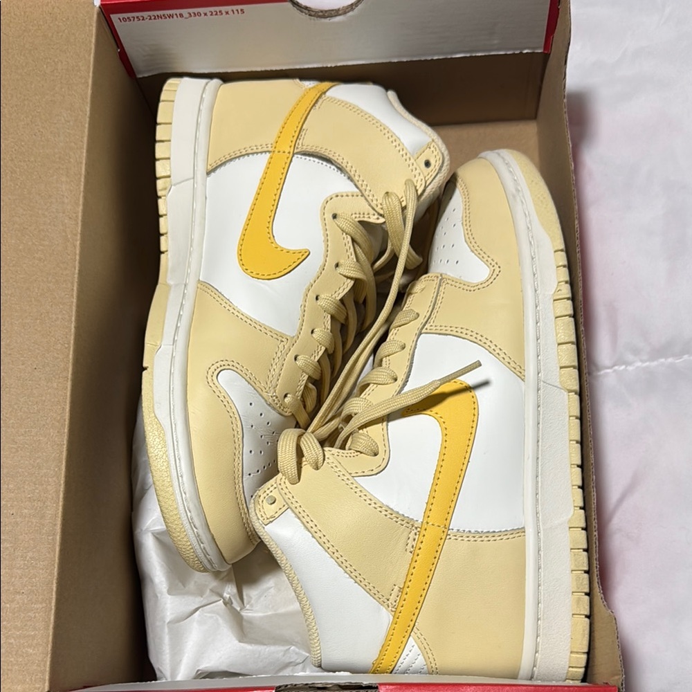 Yellow and White High-Top Nike Dunks for sale- worn twice!